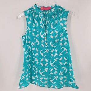 Macbeth Collection by Margaret Josephs Nautical Sleeveless Blouse Size Small